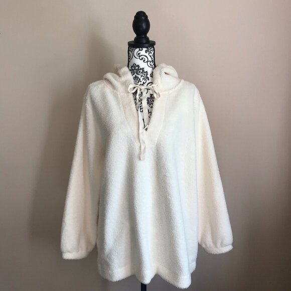 Ann Taylor LOFT Plus Sherpa Hoodie - Size 16/18 Plus - Whisper White - Picture 10 of 11